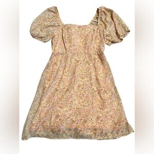 Square Neck Tie Back Puff Sleeve Sundress